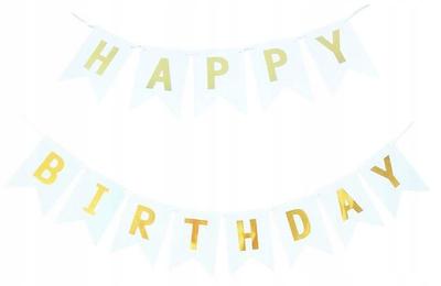 Baner Girlanda Happy Birthday Biały 20X16Cm
