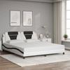 VidaXL Bed Frames and Headboards, Upholstered Bed with Cushion, Double Bed, Adult Bedroom Bed, Modern, White and Black 3208116
