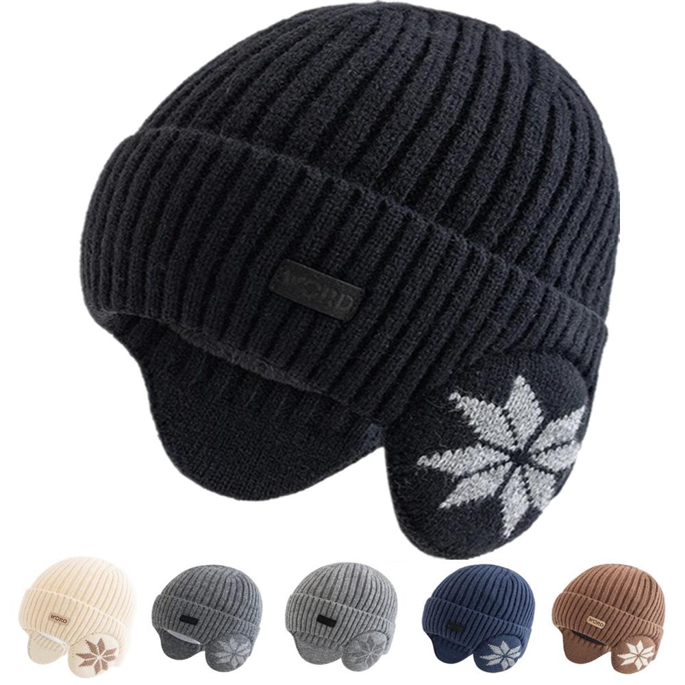Nowa czapka zimowa unisex z podszewką z polaru, ciepła, stylowa, miękka czapka beanie dla mężczyzn i kobiet, czapka dzianinowa z nausznikami