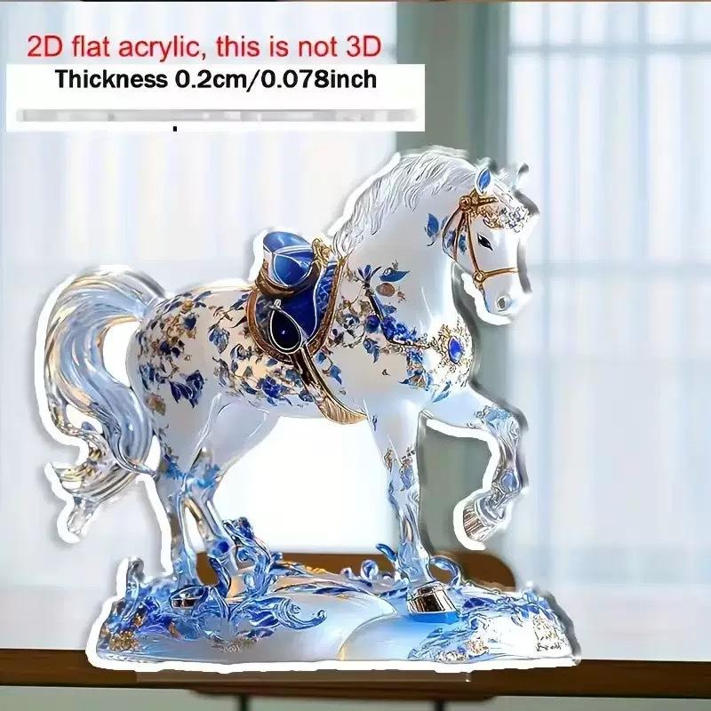 2D Flat Acrylic Horse Pattern Figurine Tabletop Decoration For Bedroom Living Room Office , Symbol Of Wealth And Prosperity