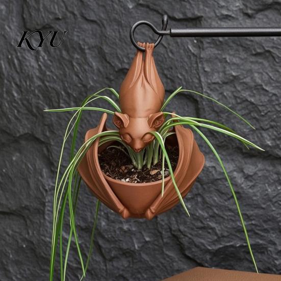 Alternative Gardening Accessories Hanging Bat Planter, Gothic Plant Pot, 3D Printed Unconventional Garden Supplies Halloween Planter for Trailing