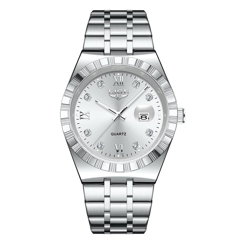 LIGE Damenuhr Quarz schlicht Luxus leuchtend Edelstahl Kalender wasserdicht Damenuhr Armbanduhr reloj