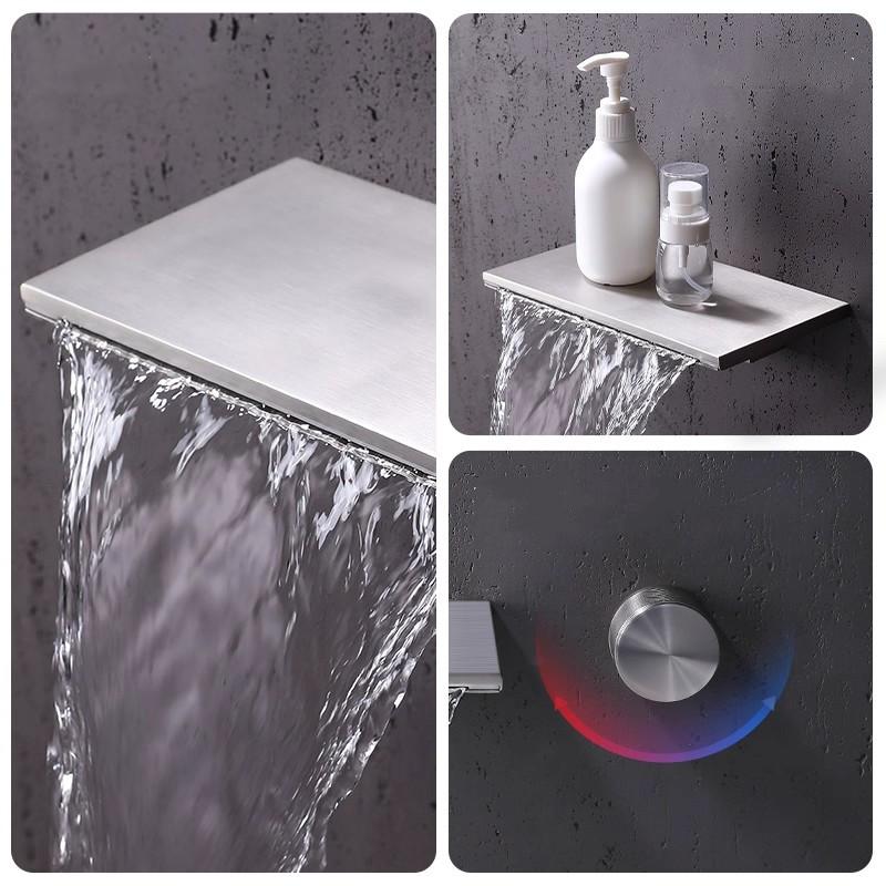 New Bathroom Faucet Basin Faucet Wall Mounted Sink Faucet Lavotory Faucet Basin Taps Hot Cold Waterfall Mixer Tap Crane