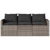 2 Piece Outdoor Dining Set with Cushions Grey Poly Rattan