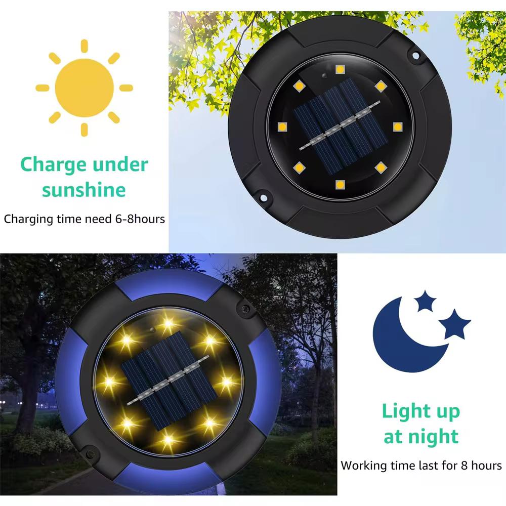 12 LED Solar Buried Lamp In-Ground Light Outdoor Waterproof Multicolor Exterior Sunlight For Garden Yard Lawn Pathway Decoration