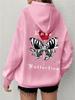 Design Sense Simple Fashion Design Sense Butterfly Rose Printed Hooded Sweater Simple and Versatile