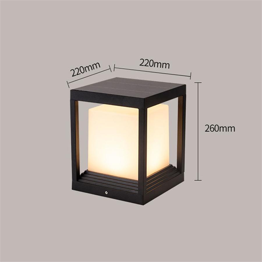 Modern Outdoor Solar Post Light LED Column Lamp IP54 Waterproof Square Lantern Pillar Light Garden Patio Landscape Bollard Light