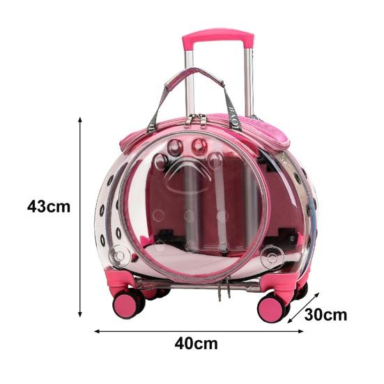 Pet Trolley Case Clear Ventilation Holes Silent Wheels Convenient Portable Cats