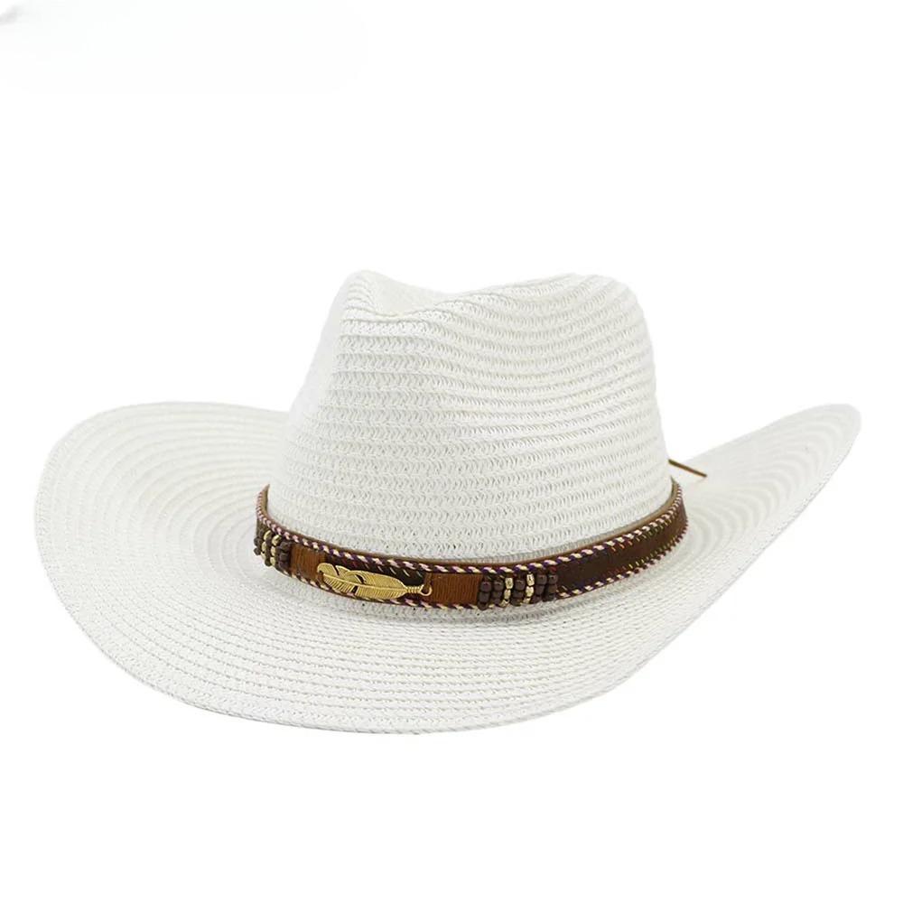 Kaffee-Sonnenhüte für Herren Damen Stroh-Cowboyhut Breiter Rand Panama Strand Sommerhut Marke Vintage Dekoration Fedora-Kappen Schwarz