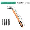 Extended Telescopic Tire Wrench Torque Socket Adjustable Wheel Nut L-Shaped Wrench Steel Construction Thickened Retractable