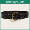 Leather Punkinspired Rivet Belt With Double Row Stitching Urban Outfits Style