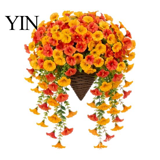 Künstliche Prunkwinden-Girlande, Falsche Herbst-Hängeblumen-Pflanzen, UV-beständige Thanksgiving-Ernte-Heimdekorationen für die Wand