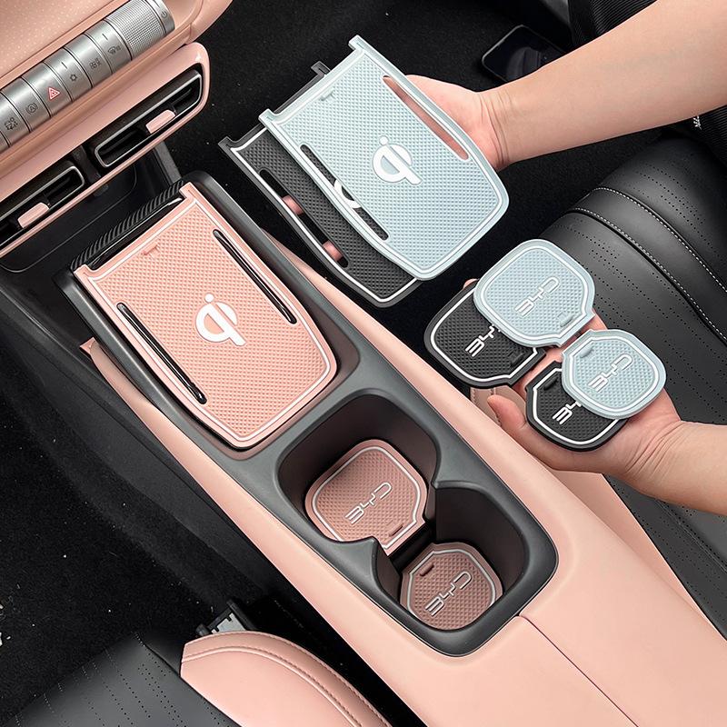 3Pcs for BYD Seagull Dolphin Mini Car Door Slot Storage Cup Pad Anti Slip Pad for Water Cup Car Interior Anti-Dirt Accessories