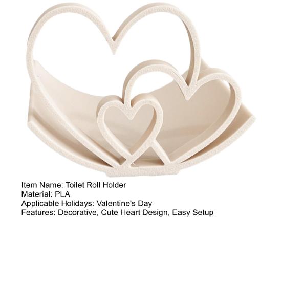 Hjärta Toalettpappershållare 3D-printad Fristående Toalettpappershållare Söt Kärlekshjärtan Toalettpappershållare för Badrum Alla Hjärtans Dag Dekoration