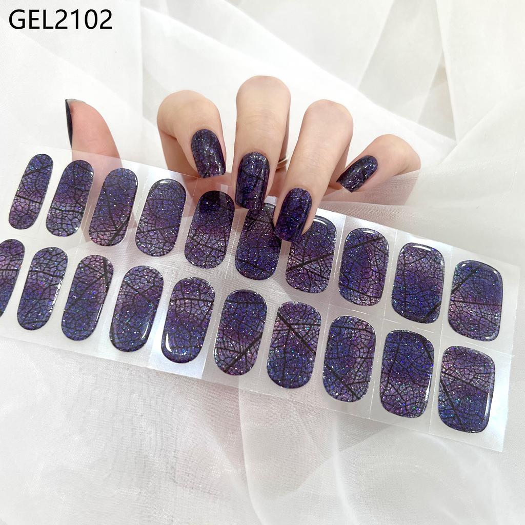 Custom Logo Semi Cured Gel Nail Sticker Waterproof Full Cover Gel Nail Wraps
