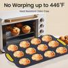 Non-Stick 12-slot Silicone Muffin Pan; Tray with Handle for Effortless Cake Baking