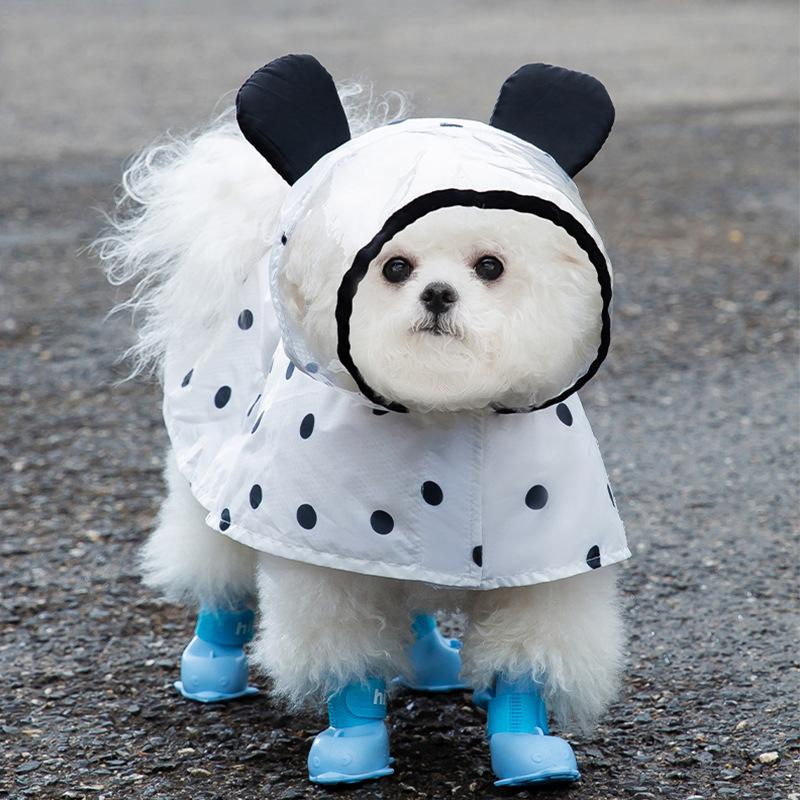 

Waterproof Polka Dot Dog Rain Poncho with Leash Hole, Lightweight Two-Legged Raincoat for Small Pets, Keeps Dogs Dry on Rainy Walks XS: 0.5-1.5kg белый