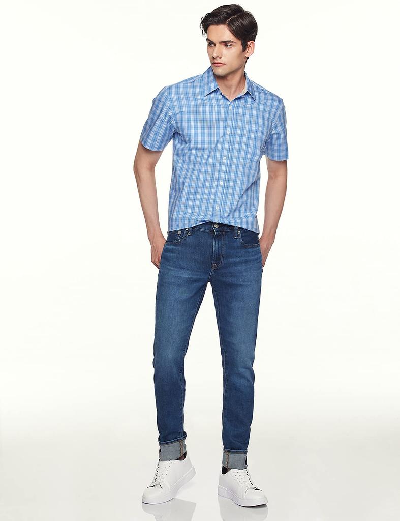 CQR Pánská ležérní košile s krátkým rukávem Regular Fit s náprsní kapsou, lehká a bavlněná kostkovaná, ideální pro nebo dostupná v nadměrných velikostech, odolná, 100%