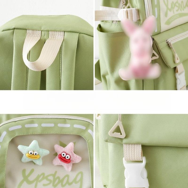 4 Piece Backpack Female Elementary School Students During The School Start Season  Large Capacity Girl Junior Backpack College Student Travel Bag Set