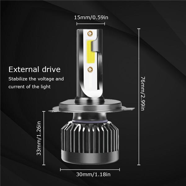 Buy 2Pcs Car Headlights Mini Light H4 Led Bulb Headlight Kit Car 12V