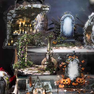 10 Sheets/Bag Gothic Abandoned City Scenery Stickers for Scrapbooking Planner Notebook DIY Phone Case Decoration Office Gift