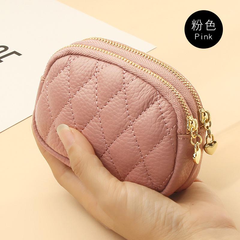 Coin Purse Key Ring Pendant Storage Bag Double Zipper Large Capacity Multi-card Slots Card Holder For Women Girls