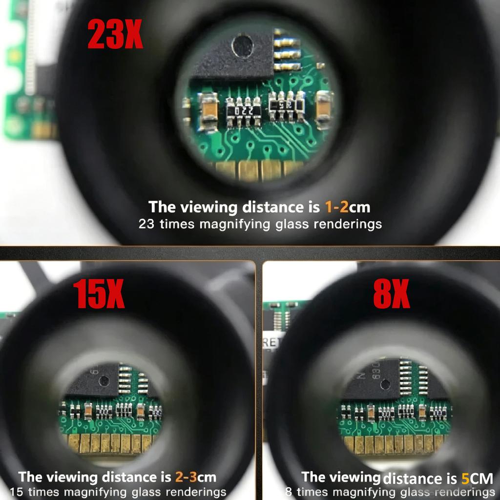 8X 15X 23X Adjustable LED Light Head-Mounted Magnifying Glass Jeweler Headband Magnifier Watch Repair Head Eye Loupe Lenses