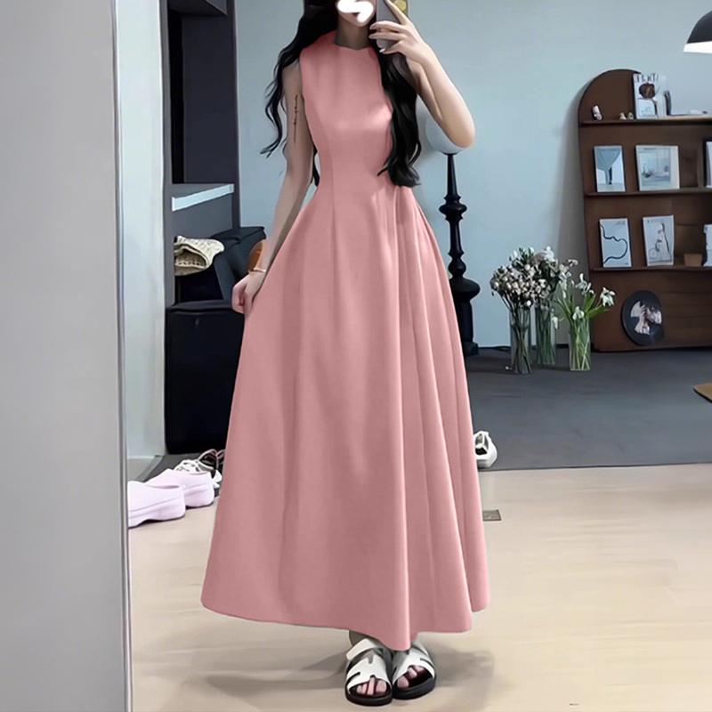 ZANZEA Damen Lässig Rundhals Sommer Ärmelloses Kleid