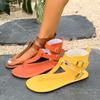 Women Sandals  Summer   Roman Style Flats Shoes Solid Color Casual Beach Flip Flops Sandals Women Shoes for Women
