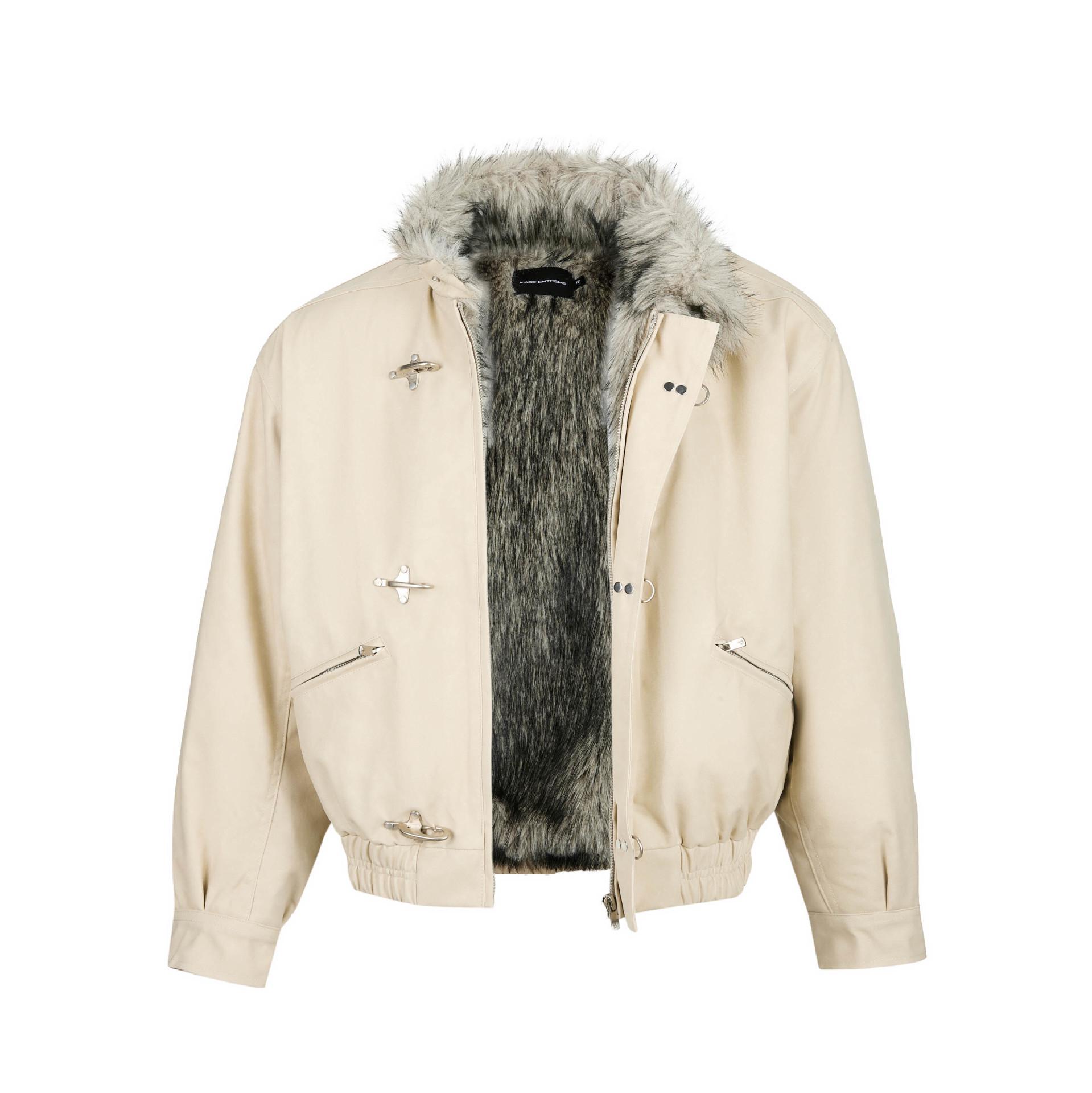 EME Yisheng Yi Wolf King Retro Harrington Matte Eco-friendly Fluff-lined Winter Jacket XXL