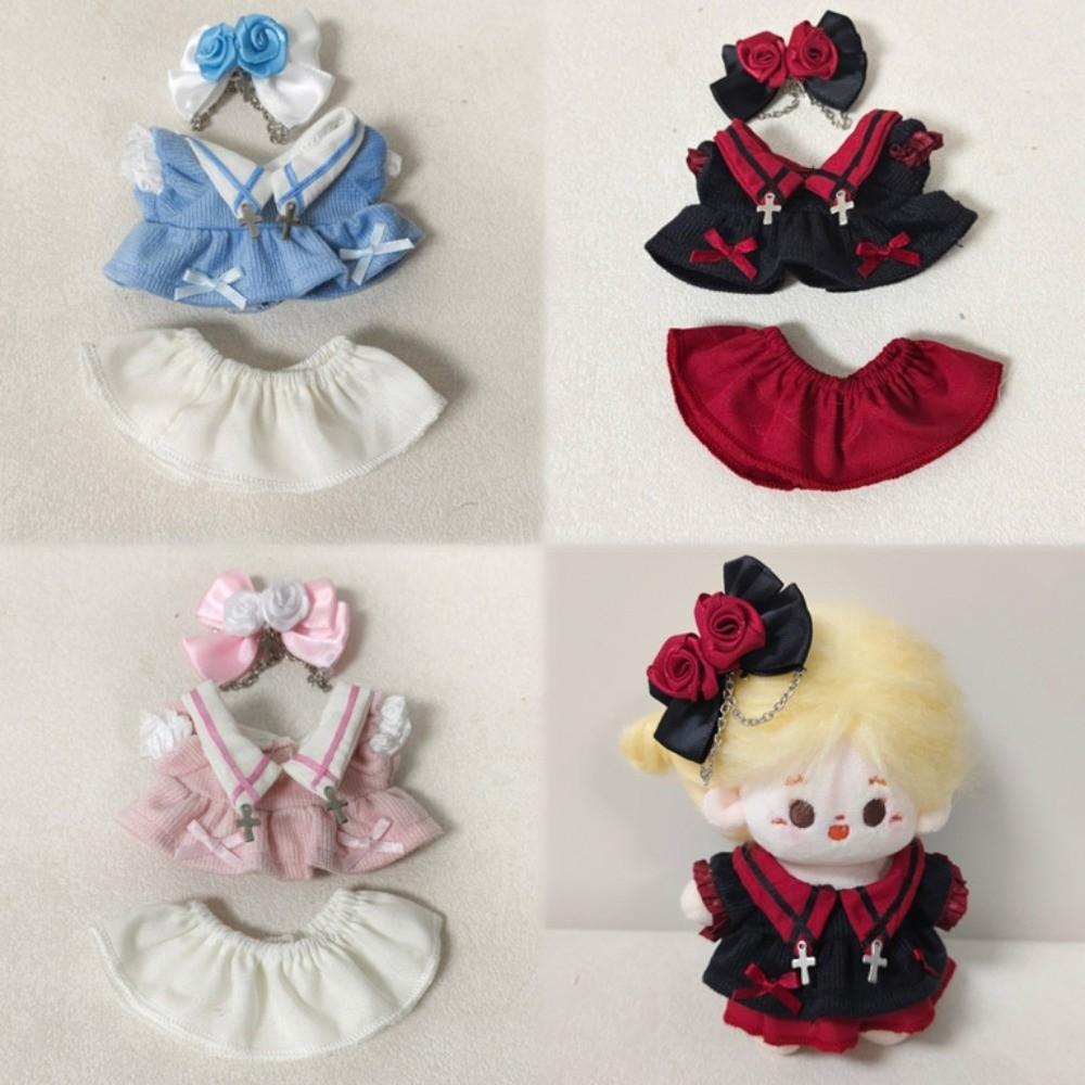Cute Dress 10cm Cotton Doll Clothes Bow Hair Clip Doll Dress Up Set  10cm Cotton Doll