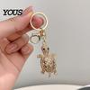 Oxidation Resistant Keychain Pendant, 3D Turtle Design Key Holder with Sparkling Rhinestones Inlaid, Alloy Shell Pendant Easy to Attach Lucky