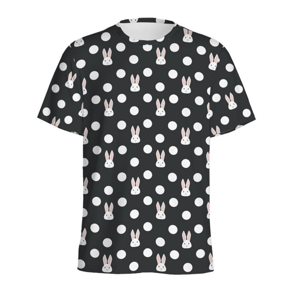 Cartoon Rabbit Graphic T-shirt For Men Women Fashion 3D Printed Animal T Shirts Summer Round Neck Tees Loose Short Sleeves