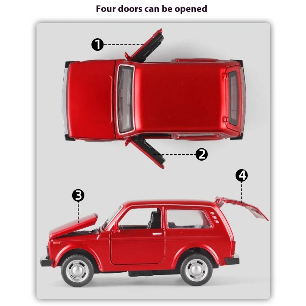 1/32 Lada Jeep Oldtimer Modell Auto Legierung Auto Diecast Modell Sound und Licht Rückzieher Spielzeug Sammlung Kinder Geburtstag Spielzeug Geschenk