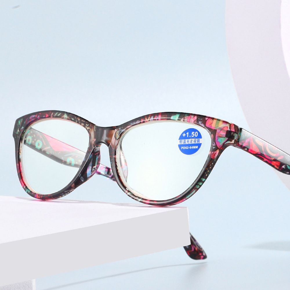 Comfortable Portable Flower Vintage Eyeglasses Reading Glasses Anti-Blue Light Ultra Light Frame
