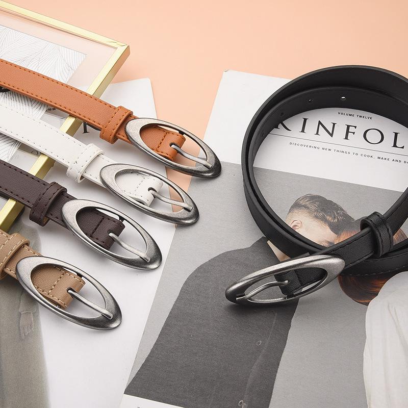 Vintage Women Fashion PU Leather Waist Belt Vintage Y2K Gothic Buckle Metal Strap Jeans Trouser Dress Waistband Fashion AB006