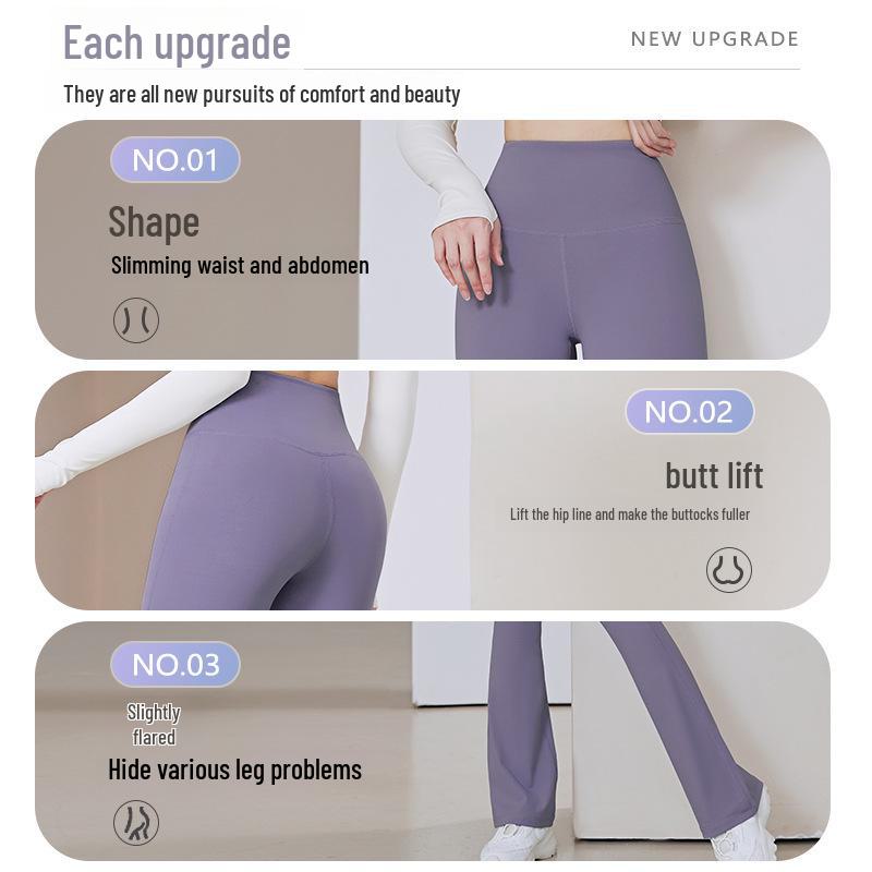 Lulu Sports Quick-Dry High Waist Yoga Pants - Breathable Slim Fit Flared Leggings