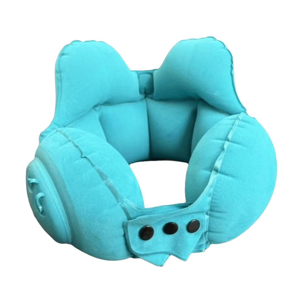 Portable Compression Pillow Foldable Travel Pillow Inflatable Neck Pillow Business Trip синий