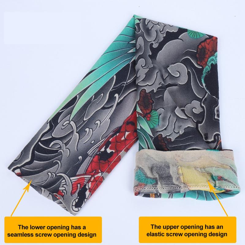 1 Pair Tattoo Arm Sleeves Men Driving Crane Motorcycle Cooling Ultra-Thin UV Protection Breathable Fishing Cycling Arm Sleeves