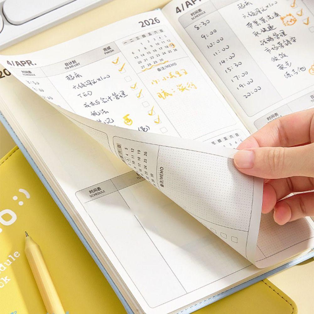 Portable A5 2026 Schedule Book To Do List Planner Reminder Agenda Book Textured PU Daily Planner Office Supplies