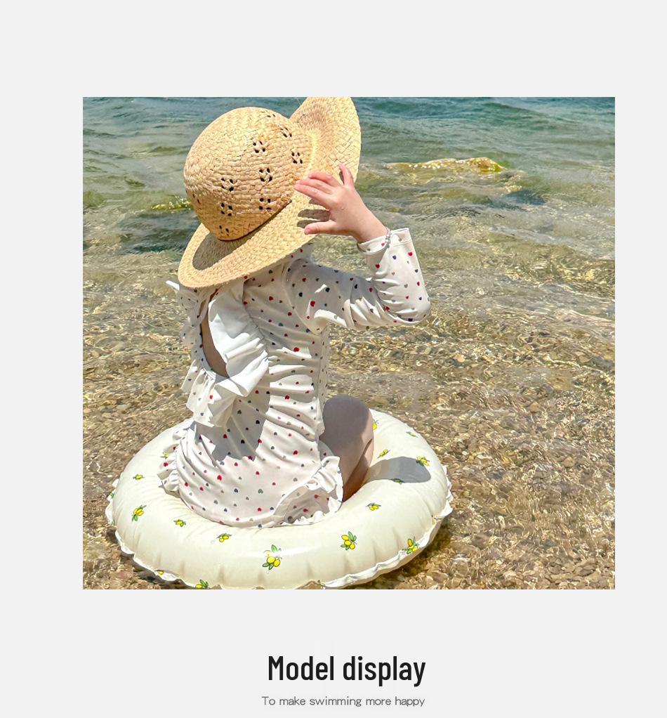 Fashionable Korean Style Girls' Long Sleeve Backless One-Piece Swimsuit for Summer