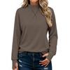 Women's Casual Mock Neck Long Sleeve Top with Thumb Holes