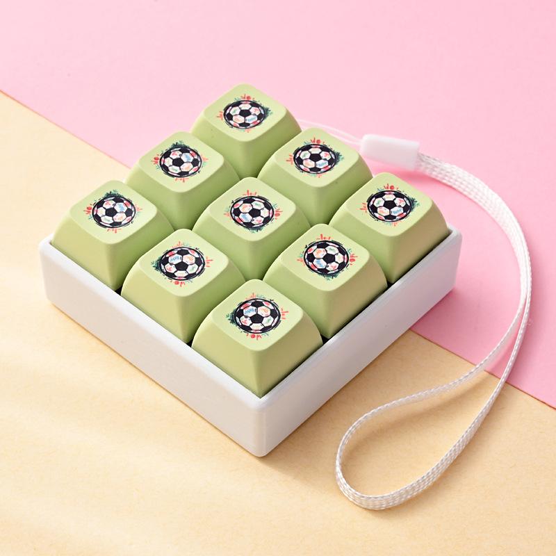 Creative Cartoon Soccer Pattern 9-Key Keyboard Button Clicker Stress Relief Toy Key Chain Pendant Bag Decoration