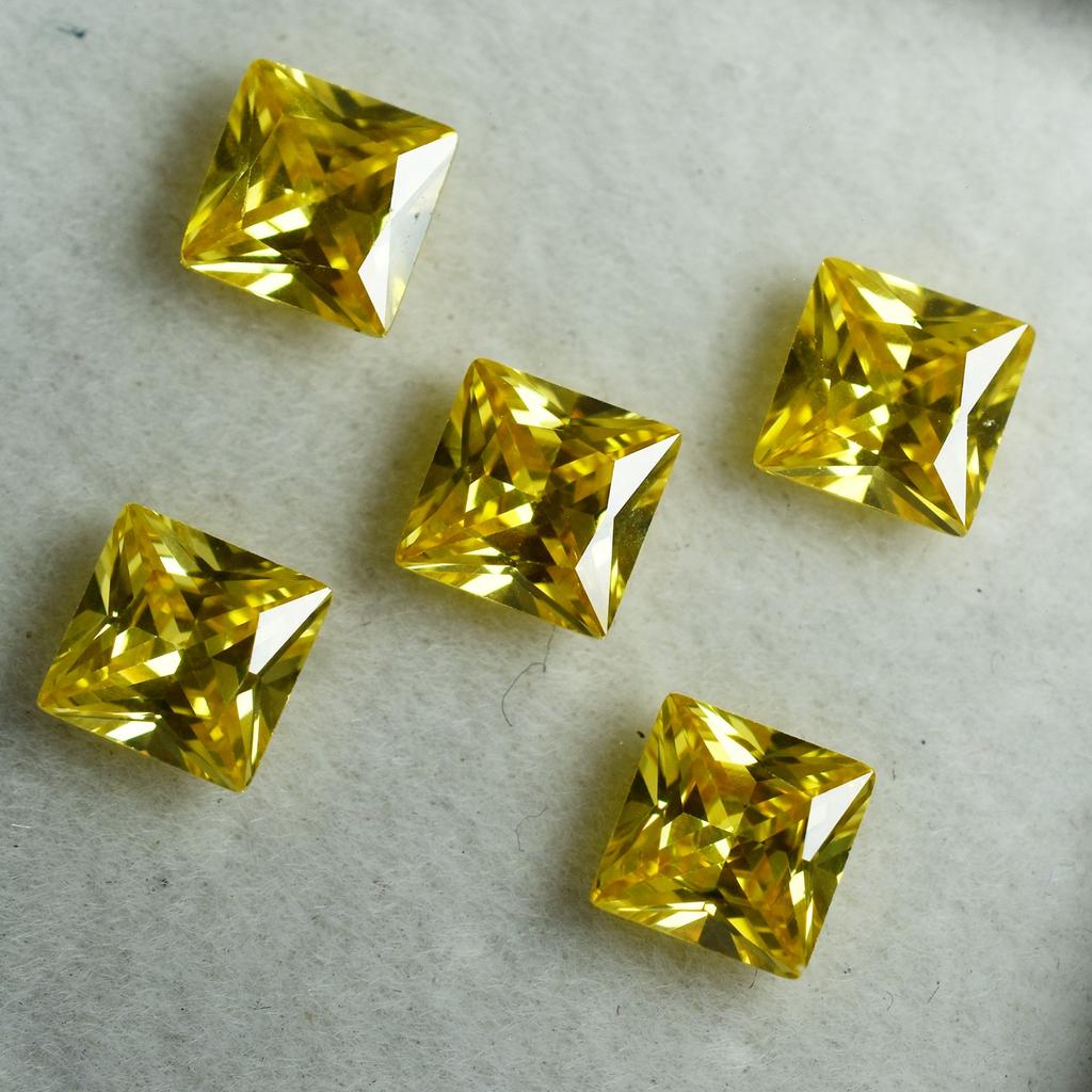 51 Pcs Stunning Natural Yellow Sapphire Gemstone 5x5 mm CERTIFIED Square Cut Lot s-33581258