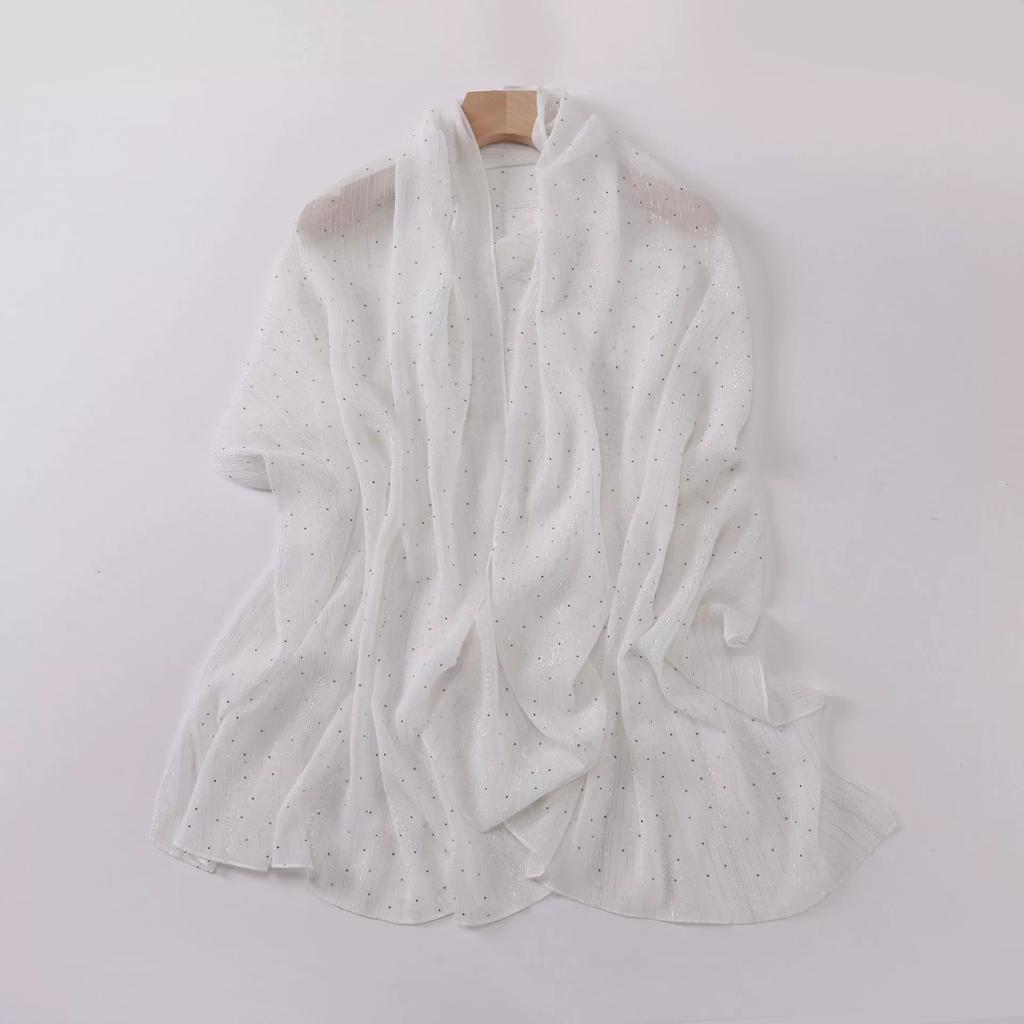 Plain Wrinkle Rhinestone Shiny Dot Shimmer Shawls Scarf High Quality Wrap Beach Pashmina Stole Bufandas Muslim Hijab 180*70Cm