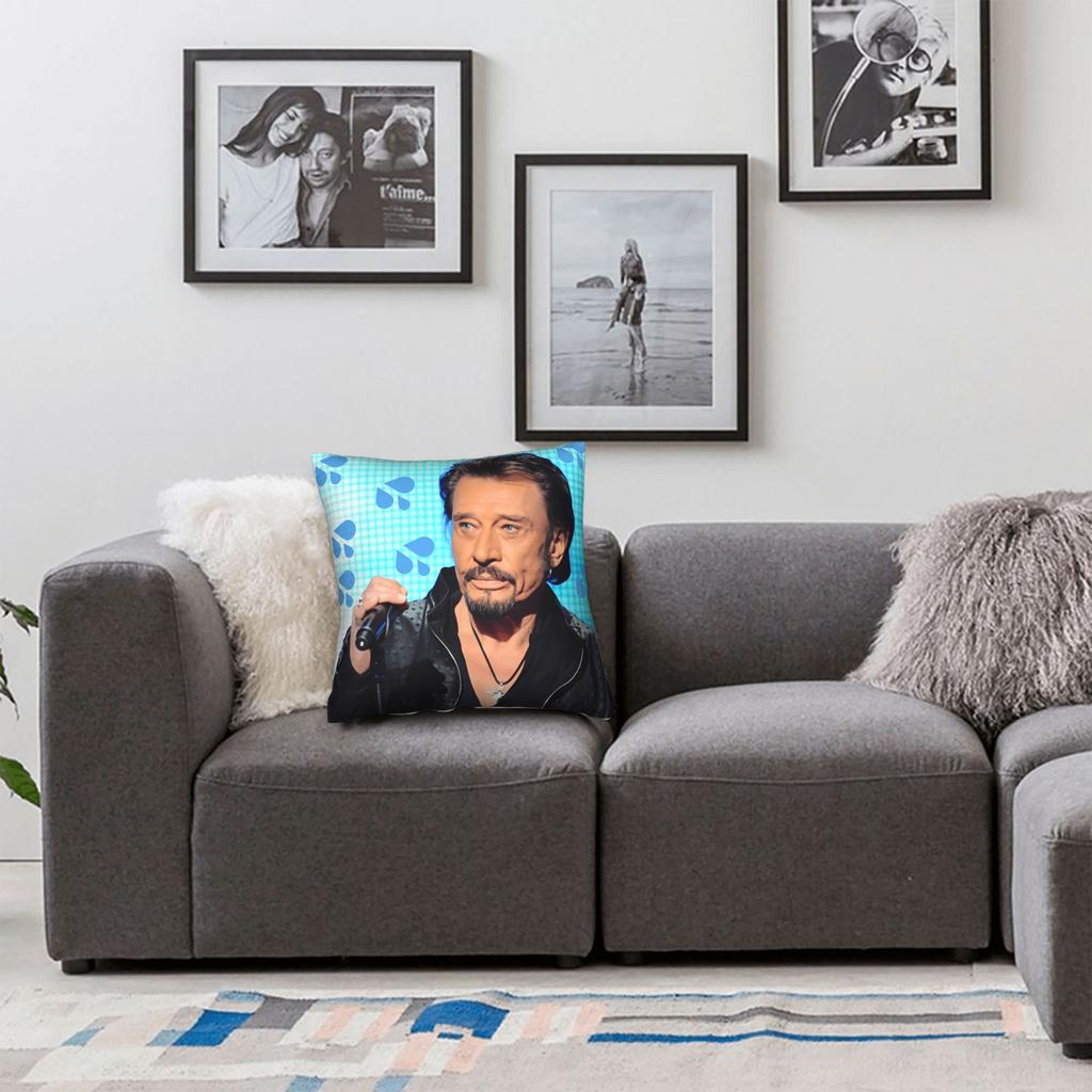 J-Johnny H-Hallyday Pillow Case Square Pillow Cover For Office Car Home Decor Cute Funny Pillowcases
