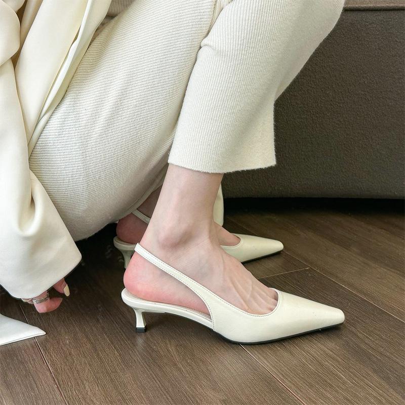 The owner keeps the new model for himself~ Baotou sandals women's 2025 summer pointed head shallow mouth thin heel with high heels