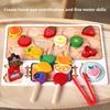 Education Early Puzzle Wooden Play Food Toys Children Fruit Skewer Gift Fun