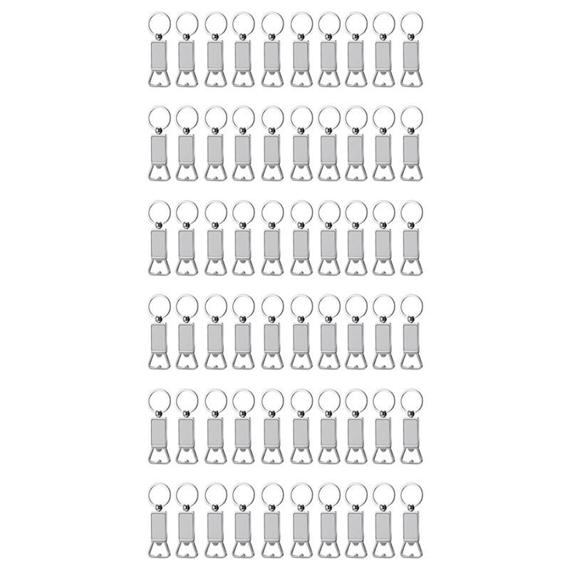 

ABUL-60PCS Sublimation Blanks Keychains Metal Bottle Opener Blank Key Rings Gift For Your Boyfriend, Husband, Father серебряный
