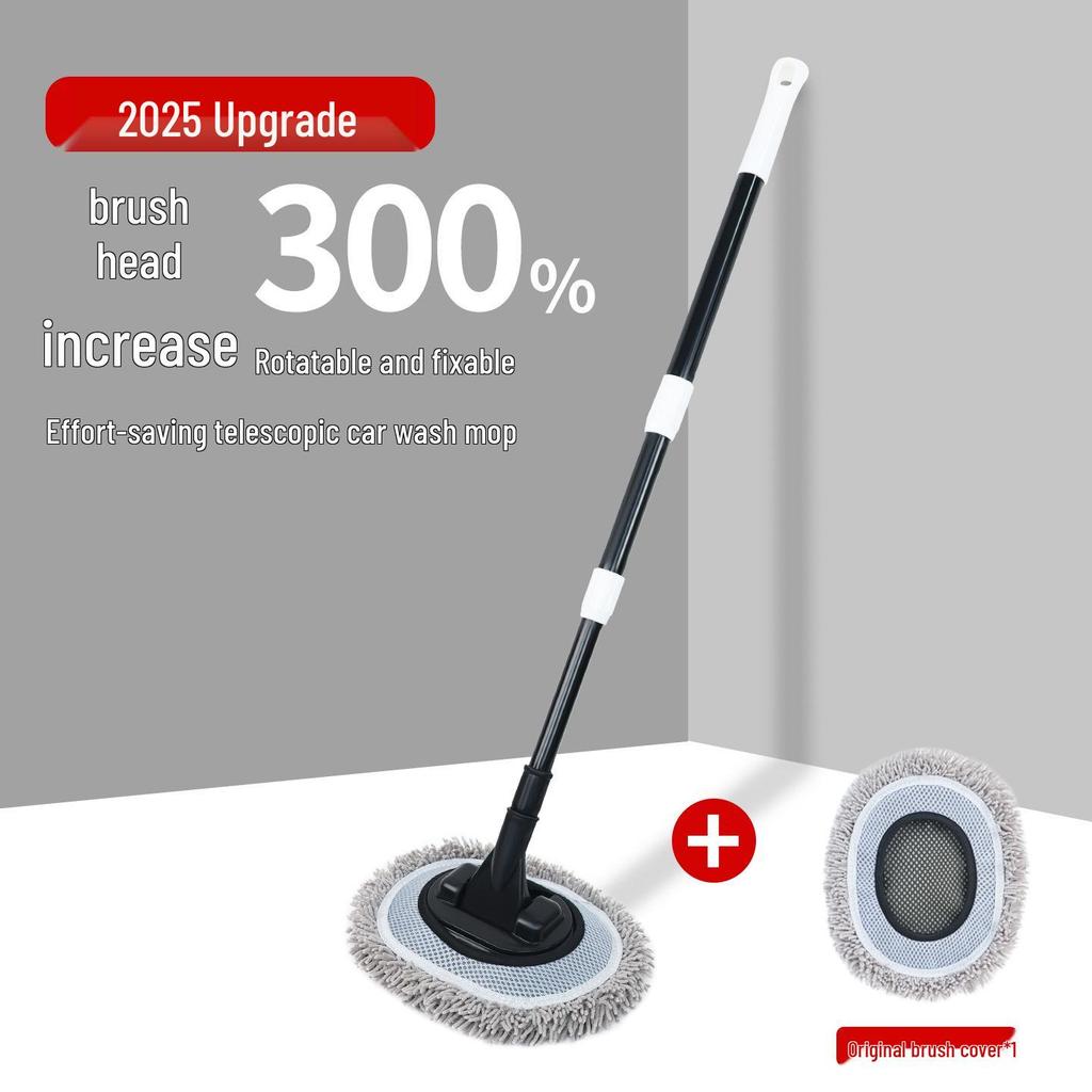 Curved Soft Bristle Telescopic Car Wash Mop & Brush